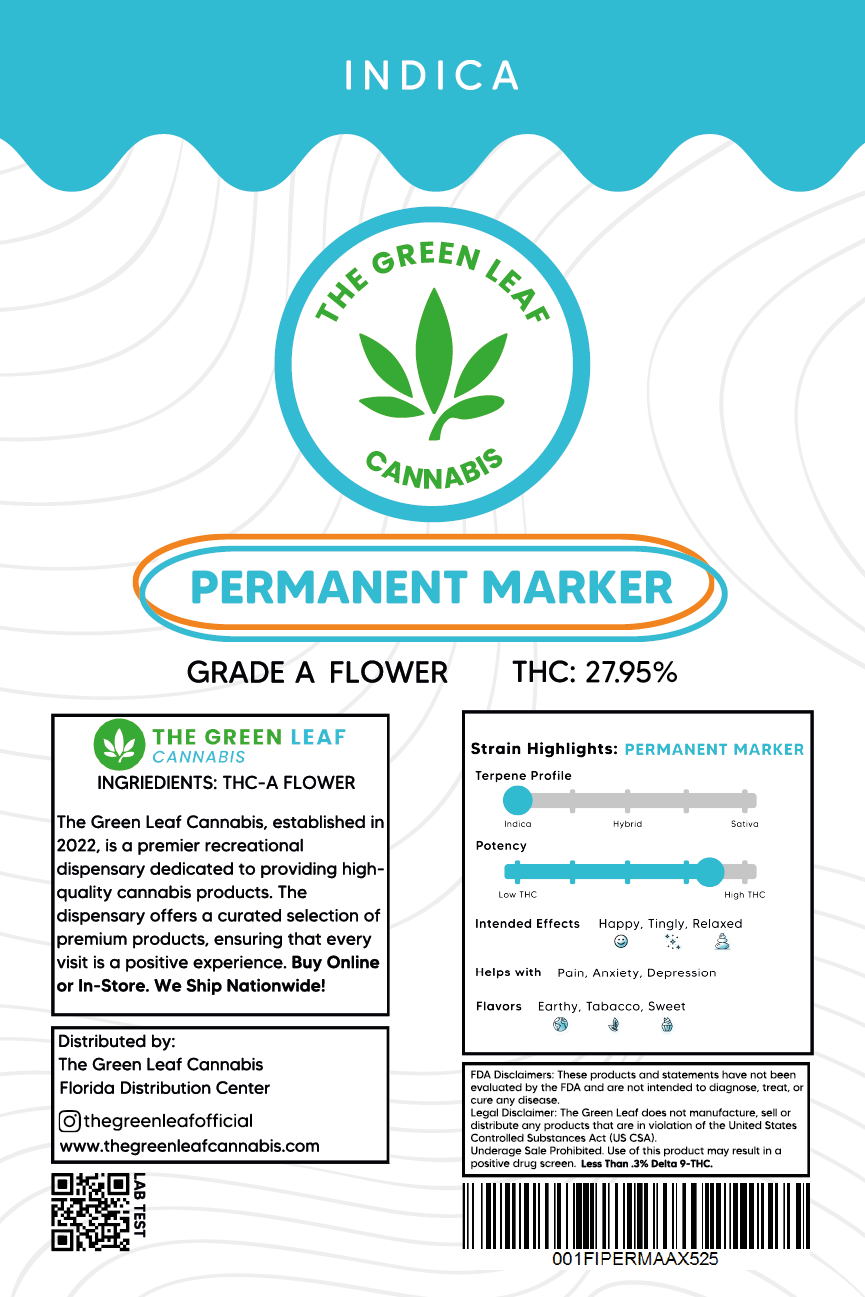 Permanent Marker THCA Flower - Hybrid - 1g to 1 pound - A - The Green Leaf Cannabis