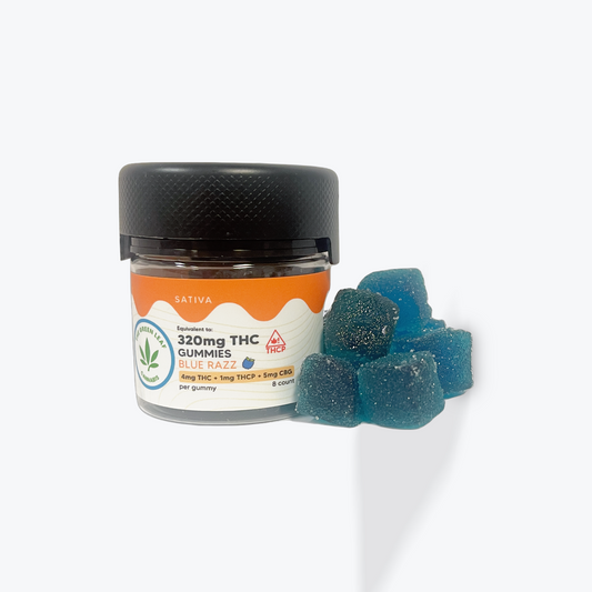 sativa-thc-gummies-THC edibles-blue razz-THCP-CBG-Blue gummies