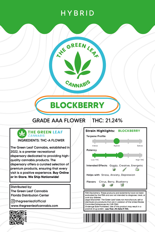 Blockberry THCA Flower - Hybrid - 1g to 1 pound - AAA - The Green Leaf Cannabis