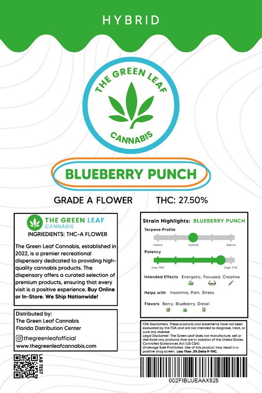 Blueberry Punch THCA Flower - Hybrid - 1g to 1 pound - A - The Green Leaf Cannabis