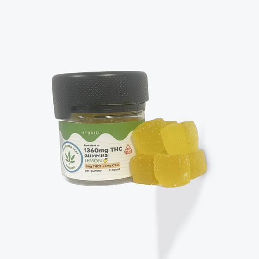 hybrid-THC-Gummies-THC edibles-THCP-CBD-lemon-yellow gummies