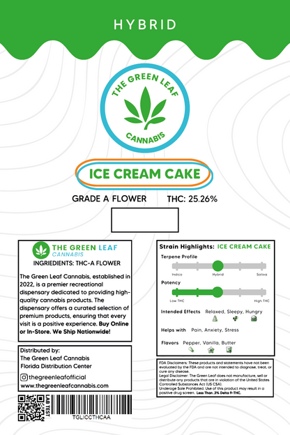 Ice Cream Cake THCA Flower - Hybrid - 1/4 lb to 1 pound - A - The Green Leaf Cannabis