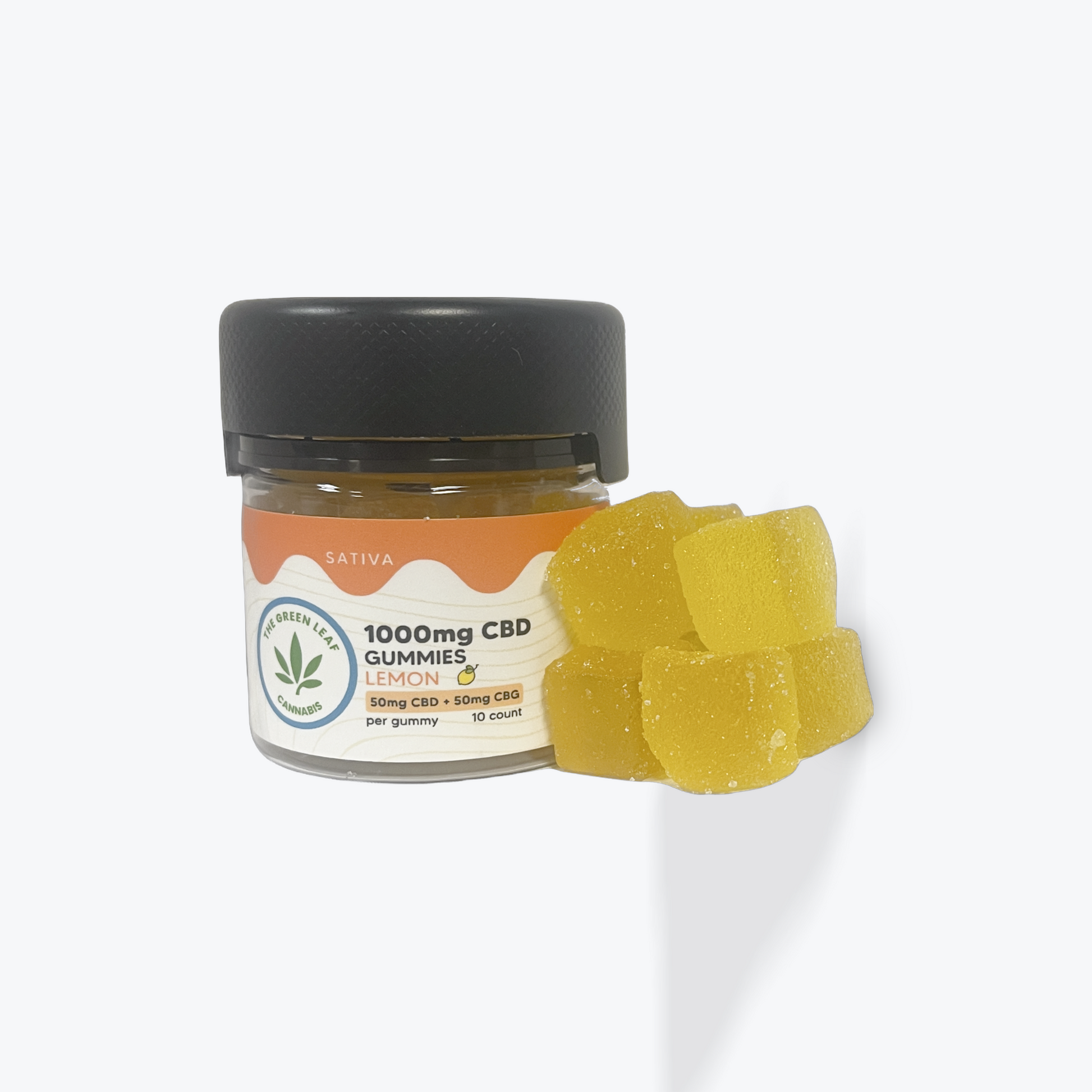 sativa-cbd-gummies-cbd edibles-lemon-cbd-cbg-yellow gummies-10ct