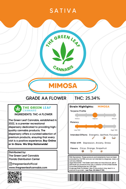 Mimosa THCA Flower - Sativa - 1g to 1 pound - AA - The Green Leaf Cannabis