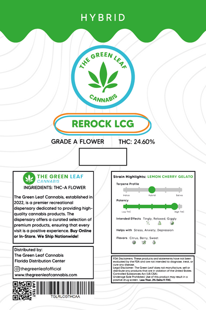 Rerock LCG THCA Flower - Hybrid - 3.5g to 1oz - A - The Green Leaf Cannabis