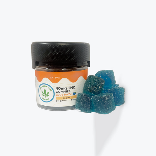 Sativa-THC-gummies-THC edibles-Blue razz-8ct-THC-blue gummies