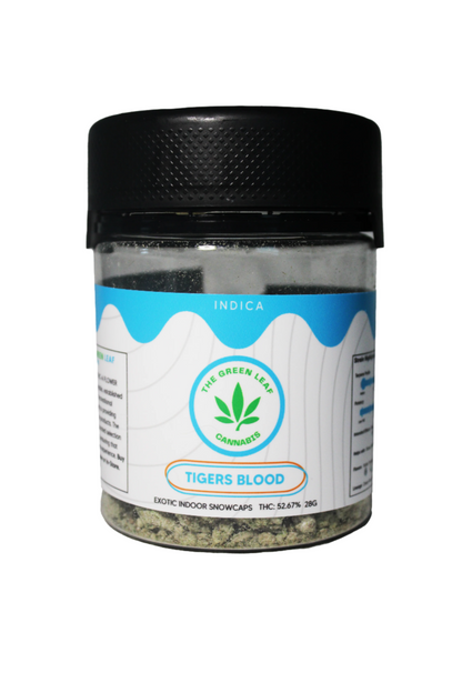 Tigers blood-strain-indica-snowcap-The Green Leaf Cannabis-THCA-28g