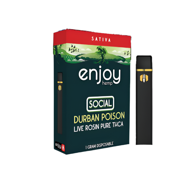 1ml Disposable - Durban Poison - Sativa - Live Rosin THCA - Enjoy