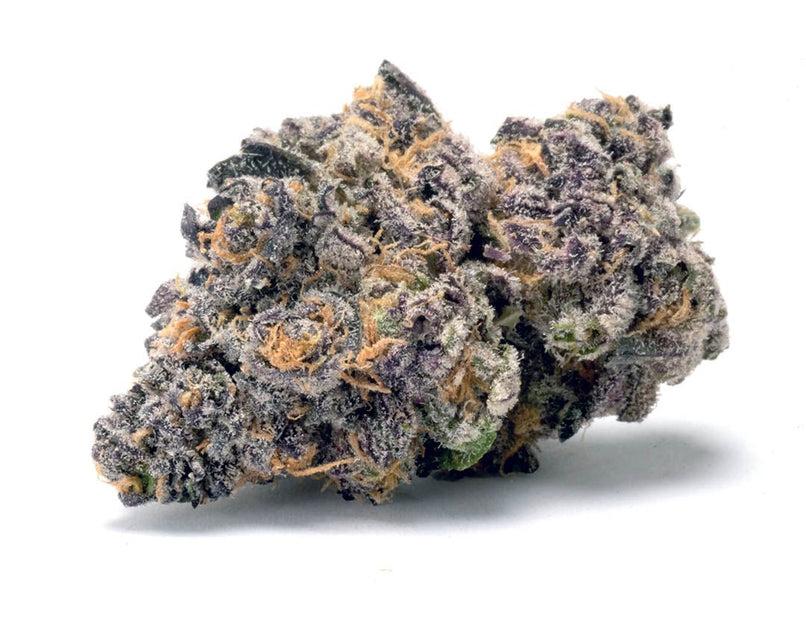 Jealousy Runtz cannabis flower from The Green Leaf Cannabis—exotic Hybrid strain with dense, trichome-rich buds in deep purple and green hues, offering a sweet candy, creamy gelato, and gassy aroma profile. Delivers balanced effects with euphoric uplift and relaxing body sensations, ideal for all-day enjoyment.